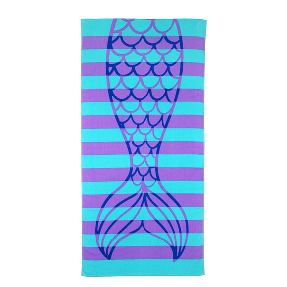 Mainstays Kids Beach Towel, Mermaid Stripe, 1 Piece, 60" x 30"