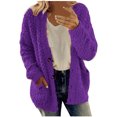 thumbnail image 1 of LSLJS Women's Button Cardigans Plus Size Long Sleeve Open Front Sweater Outerwear Plush Coat, 1 of 4
