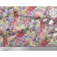 thumbnail image 3 of Soimoi Orange Viscose Chiffon Fabric Floral,Insect & Parrot Bird Printed Fabric 1 Yard 42 Inch Wide, 3 of 3