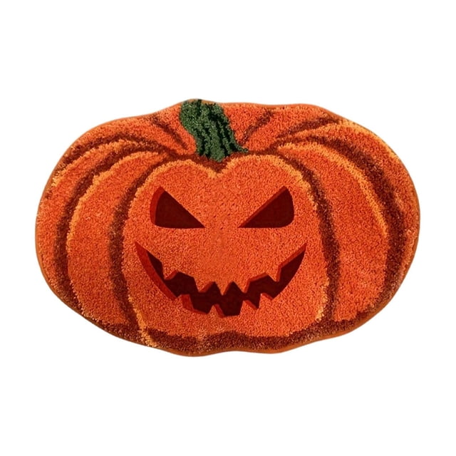 HHBEAUTY Halloween Bathroom Rug, Fall Pumpkin Bath Mat Water Absorbent Non-Slip Washable for Shower Tub Microfiber Washable Absorbent Carpet Autumn Halloween Thanksgiving Home Kitchen Decoration