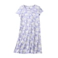 thumbnail image 1 of Lcziwo Robe de Nuit en Coton pour Femmes à Manches Courtes, Imprimée Graphique, Confortable et Mignonne, Robe de Nuit d'Été, Violet, TG, 1 of 7