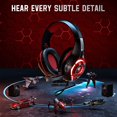 thumbnail image 2 of Gaming Headset for PS4 PS5 Xbox One Switch PC with Noise Canceling Mic, Deep Bass Stereo Sound… (Black Red), 2 of 5