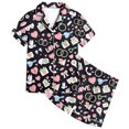 thumbnail image 1 of Kids Pajamas Pattern Printed Short Sleeve Button Down Shorts Set Outfits Newborn Girl Clothes Black 2-3 Years, 1 of 3