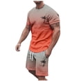 thumbnail image 2 of Liyamei Men's Summer Tracksuit Plus Size Short Sleeve O Neck Athletic Suit Casual Color Block Drawstring Waist Tracksuit Set, 2 of 4