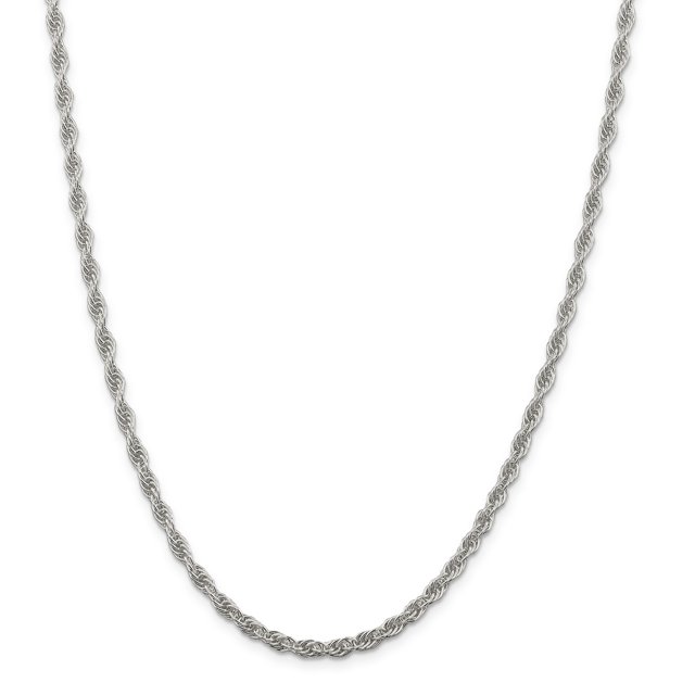 Sterling Silver 3.8mm Loose Rope Chain (Weight: 10.22 Grams, Length: 16 Inches)