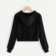 thumbnail image 4 of Timegard Zip up Hoodies for Women Plus Size Cropped Sweatshirts Long Sleeve Shirts Pullover Solid Color, 4 of 5