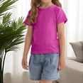 thumbnail image 2 of Girls Bow Back T Shirts Kids Ribbed Crew Neck Short Sleeve Tops Summer Trendy Tees, 2 of 7