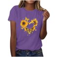 thumbnail image 1 of KIHOUT Nouveau Haut de Mode d'Été pour Femmes 2025, Haut Décontracté à Imprimé Floral pour Dames à Manches Courtes et Col Rond Violet G, 1 of 4