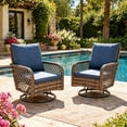 thumbnail image 1 of AECOJOY 2-Piece Rattan Patio Conversation Set with 2 High-Back Swivel Rocking Chairs, Dark Blue, 1 of 5