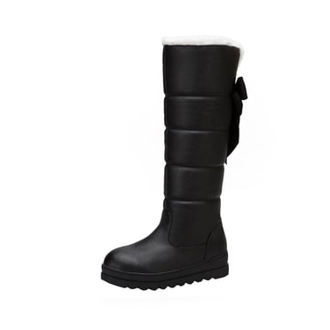 jovati Bottes d'Hiver Style Collège pour Femmes Bottes de Neige Bottes en Coton Nœud Papillon Strass Plateforme Haute