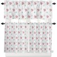 thumbnail image 4 of Summer Beach Ocean Starfish Shell Coral Cartoon 3 PCS Kitchen Curtain Valance and Tiers Set, Rod Pocket Small Half Tier Valances Window Curtains Panel, 55"x24" (Set of 2 Tiers & Valance), 4 of 5