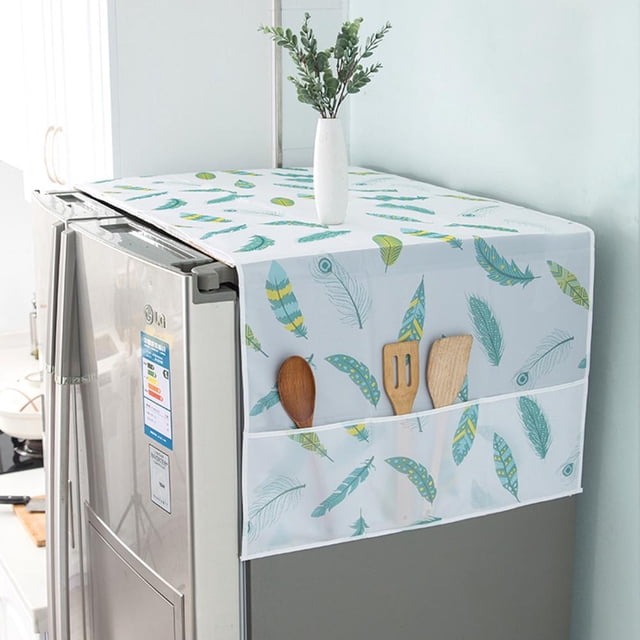 Feltree Washing Machine Cover-proof and Oil-proof Dryer Top Cloth with Side Storage Bag Cotton Linen Kitchen Refrigerator Appliance Protection Cover
