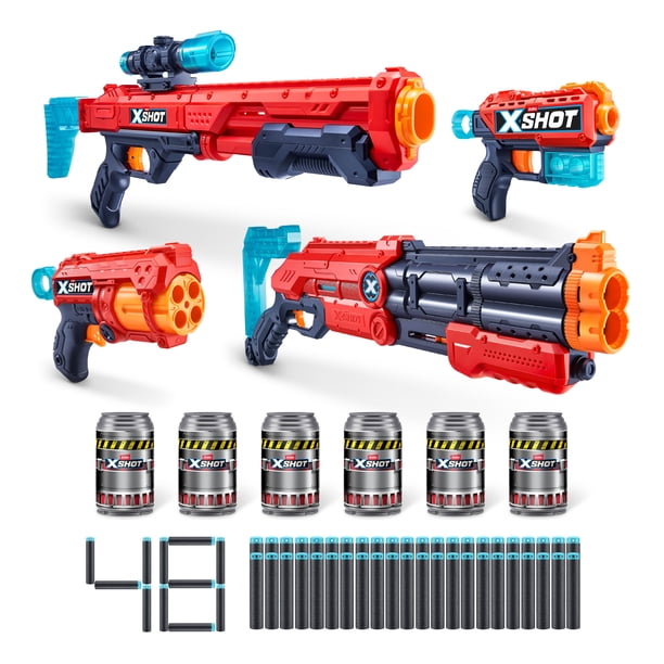 XSHOT Excel Ultimate Shootout Pack (4 Blasters 48 Darts, 6 Cans