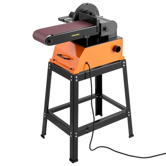 KFFKFF Professional Belt Sander with Stand, 9" Disc & 6" x 48" Belt Sander Combo, 800W Sanding Machine with 0 - 45° Adjustable Worktable