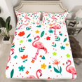 thumbnail image 2 of YST Flamingo Sheets Pink Animal Full Sheet Set For Girls Kids Cute Flower Animal Sheet Set, Wild Animal Bedding Set Botanical Flower Pattern 3D Top Fitted Sheet With 2 Pillow Cases, 2 of 5