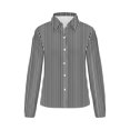 thumbnail image 4 of cfhntfmh Women's Button down Shirts Lounge Striped Print Long Sleeve Collared Blouses Fall Loose Work Tops, 4 of 4