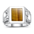 thumbnail image 1 of RYLOS Men's Rings 14K White Gold Designer Ring Tiger Head On Both Sides Diamond in the Eyes and Tiger Eye Rings For Men Size 12, 1 of 6
