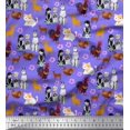 thumbnail image 1 of Soimoi Velvet Fabric Reindeer,Hen & Cock Bird Print Fabric by The Yard 58 Inch Wide, 1 of 3