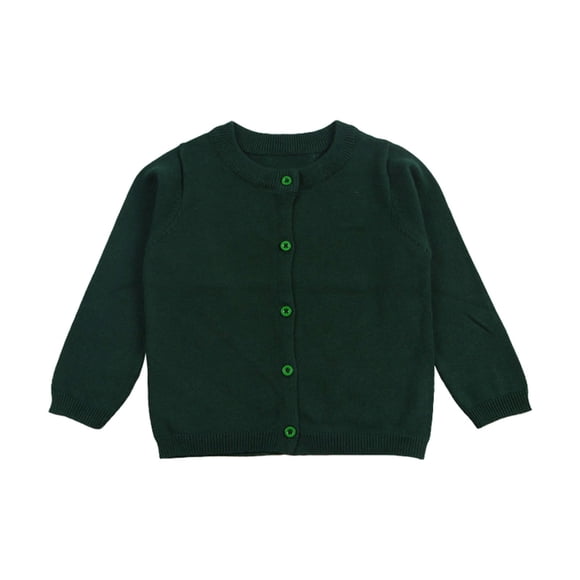 MEZZALL Baby Kids Girls Cardigan Long Sleeve Kids Button Sweater Girl Crew Neck Cardigans Sweater Versatile Toddler Knitwear, Dark Green, 7Y