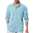 thumbnail image 1 of GigrtiJin Chemise en Lin pour Homme à Boutons, Manches Longues, Col à Revers, Chemises Unies, Mode Décontractée, Confortable, Chemises Amples, 1 of 6
