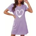 thumbnail image 4 of Amzcrzy Pyjamas pour Femmes Mode Imprimé Cœur Valentines Day Robe Décontractée Confortable à Manches Courtes Chemises de Nuit pour Femmes Valentines Day Cadeaux, 4 of 5