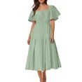 thumbnail image 1 of Économies d'Été Liquidation 2025 Bovxnpu Robe d'Été pour Femmes, Robes Maxi Décontractées Boho Plage, Mode Femmes Robe d'Été Décontractée Col Carré Manches Courtes Robe Unie TTTG, 1 of 5