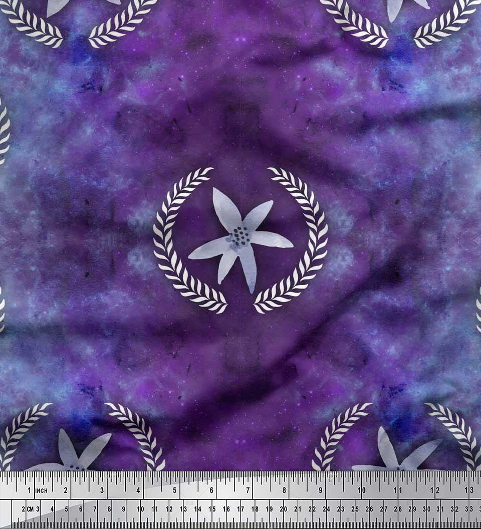 Soimoi Poly Georgette Fabric Leaves,Floral & Galaxy Texture Printed Craft Fabric by The Yard 52 Inch Wide