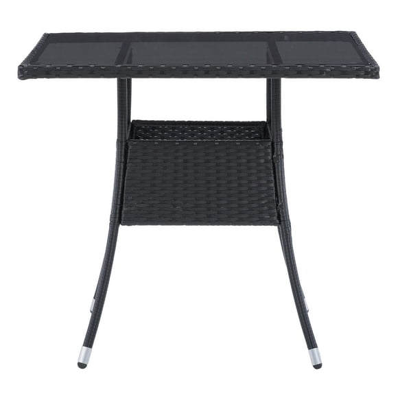 Refurbished CorLiving PRK-700-T Square Parksville Resin Wicker Patio Dining Table, Black