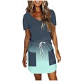 thumbnail image 1 of Birdeem Robes pour Femmes Mode Féminine Couleur Unie Manches Courtes Col en V Mi-Mollet Robe, 1 of 12