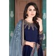thumbnail image 3 of Custom Made Blue Wedding Reception Wear Designer Anarkali & Dupatta Free Shipping All Size, 3 of 5