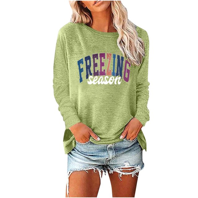 Birdeem Women's Round- Neck Christmas Printing Recreational Long Sleeve Tops