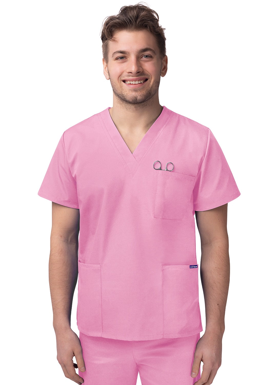 Sivvan Unisex V-Neck 3 Pocket Scrub Top (Available in 15 Colors)