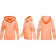 thumbnail image 4 of Pompotops Women Ladies Solid Hooded Button Long Sleeve Sweatshirt Pullover Tops Shirt, 4 of 4
