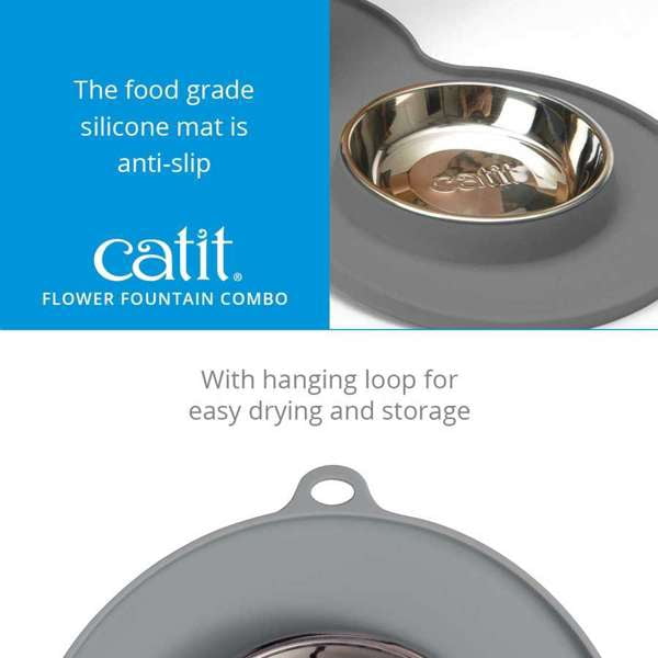 Catit Fontaine à Fleur pour Chats en Acier Inoxydable avec Ensemble Napperon, 3 L