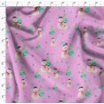 thumbnail image 4 of Soimoi Pink Modal Satin Fabric Snowman & Tree Christmas Print Fabric by the Yard 42 Inch Wide, 4 of 5