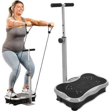 Lifepro TrimLite Vibration Plate Exercise Machine with Handlebars – Whole Body Vibrating Plate for Weight Loss, Lymphatic Drainage & Home Fitness – 99 Speed Levels, Resistance Bands - Gray