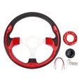 thumbnail image 2 of Universal 13in Racing Style PU Aluminum Comfortable Grip 6 Hole Car Steering Wheel with Horn Button Ideal for Racing Enthusiasts, 2 of 7