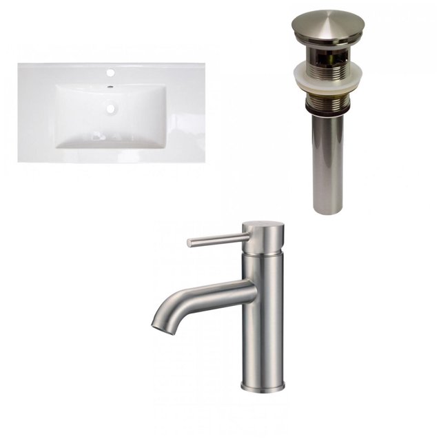 American Imaginations 32-in. W 1 Hole Ceramic Top Set In White Color - Overflow Drain Incl. AI-29566