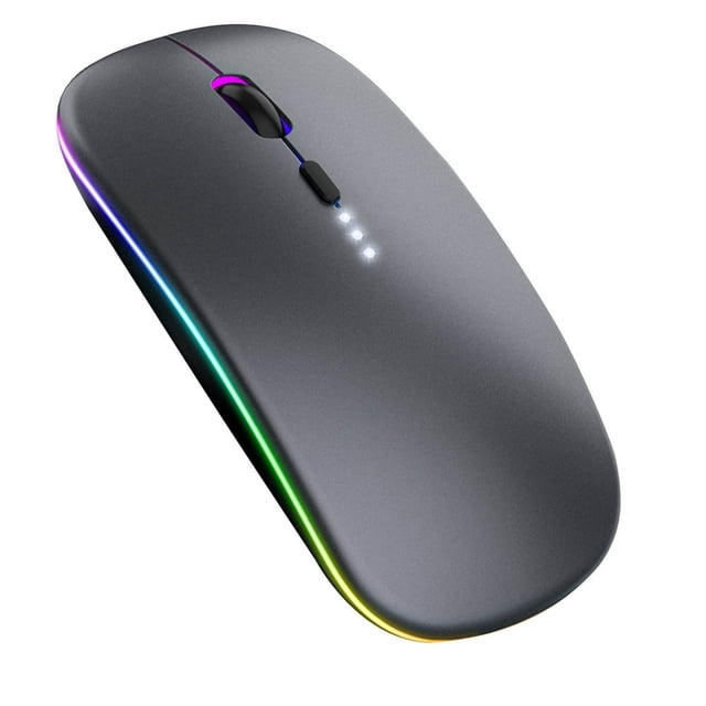 HAOANsouris Mode Bluetooth Silencieuse à Chargement Sans Fil pour Ordinateur Portable 2.4G+BT5.2 Souris Sans Fil Noire