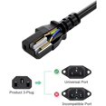 thumbnail image 2 of QJUHUNG 2-Pack 6 feet Universal Replacement AC Power Cord with 3-Pin Connector - 6ft  18AWG  Black - Ideal  PC  Printer  Monitor and Other Electronic Devi, 2 of 8