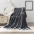 thumbnail image 3 of Bwiyojiz Home & Kitchen Decor Bedding Textiles Blankets Throws 59x40 in Fleece Throw Blanket for Couch Soft Warm Fluffys Cream Solid ColorBlanket Decorative and Giftable Striped, Gray, 3 of 6