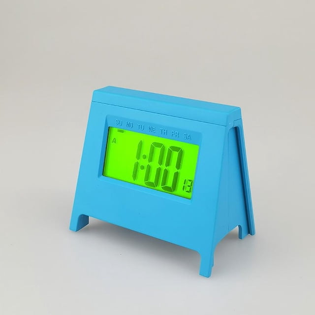 Feltree LCD Student Alarm Clock with Temperature Calendar & Luminous Display, Desktop Electronic Digital Clock for Bedroom, Battery Powered Date Time Multifunctional Nightlight