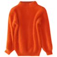 thumbnail image 1 of GDREDA Chandail Court à Col Roulé pour Femme, Manches Lanterne, Tricot Côtelé, Chandail, Jumper, Orange, Taille Unique, 1 of 3