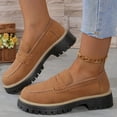 thumbnail image 1 of LSLJS Chaussures Décontractées de Mode pour Femmes Printemps Nouvelles Rétro Givrées Tête Ronde Talon Épais Mocassins Bas Épais Talon Moyen, Chaussures pour Femmes, Cadeaux pour Femmes, 1 of 3