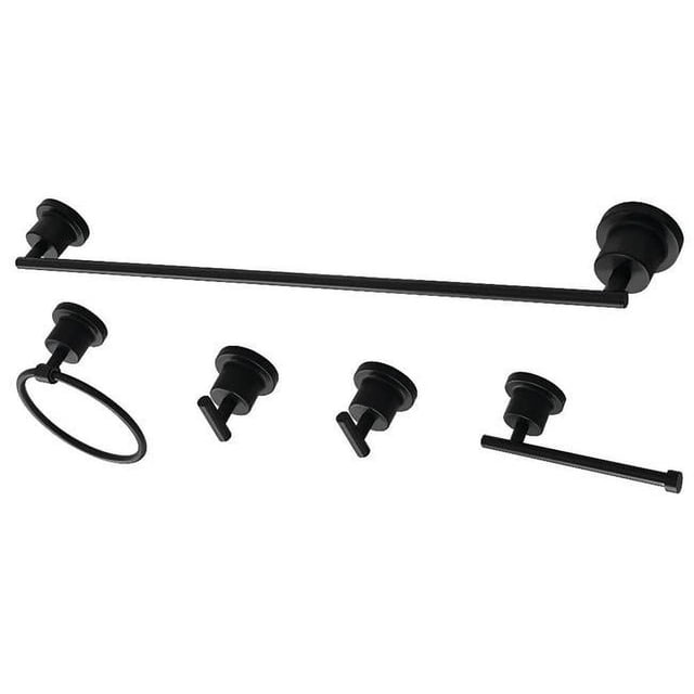 Kingston Brass BAH8230478MB Concord 5 Piece Bathroom Accessory Set, Matte Black