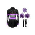 thumbnail image 1 of Aislor Tenue de Cheerleading pour Filles Enfants Halloween Cheer Leader Costume de Cosplay Rave Fête Danse Justaucorps Robe Violet B 14, 1 of 7