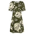thumbnail image 4 of Ovzne Robes pour Femmes Robe Femme Mode pour Femmes Col Rond Manches Courtes Robe Chandail Imprimée Grande Taille Robe Maxi Manches Courtes Liquidation, 4 of 5