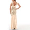 thumbnail image 4 of Mrat Tennis Dresses Mode Femmes Confortable Décontracté Assemblé Gaze à Paillettes Manches Courtes Col Rond Robe Longueur Cheville Robes de Mariage pour Femmes P-715 Beige P, 4 of 4