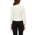 thumbnail image 3 of INSPIRE CHIC Women's Workwear Zipper Collarless Cropped Blazer L White, 3 of 7