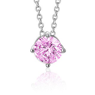 Pendentif Collier Solitaire Flottant en Argent Sterling pour Filles Pierre de Naissance Simulée Octobre